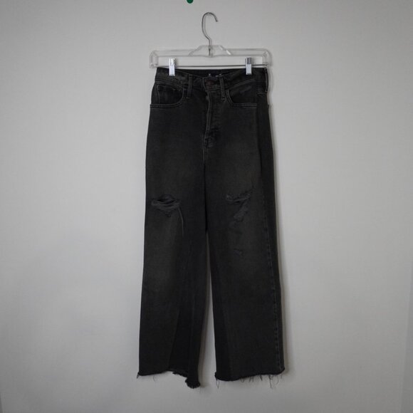 Upcycled Hollister Black Wide Straight-Leg Jeans - Size 26 - Picture 5 of 13